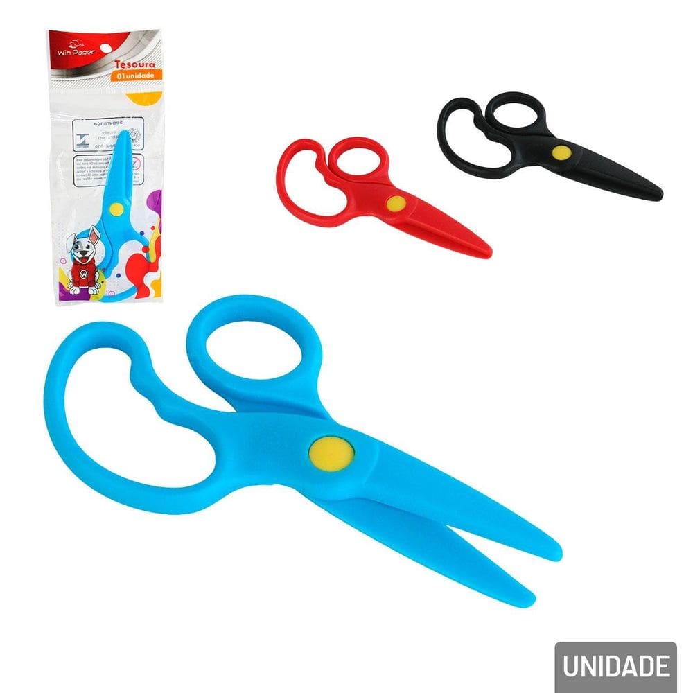 Tesoura de Plástico 12cm Escolar Infantil Colors - Tudo em Caixa