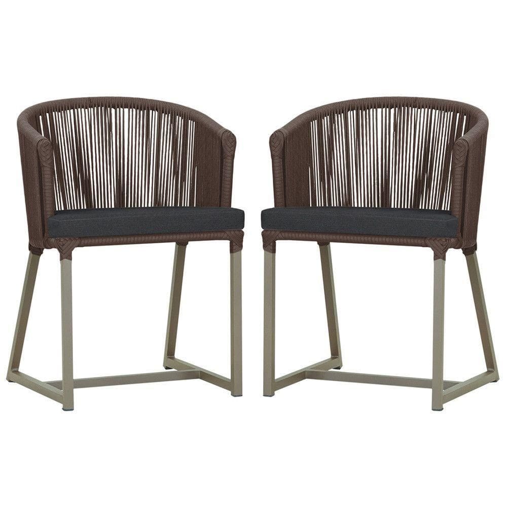 2 Cadeiras De Jantar Noronha Fendi Corda Nautica E11 Trama Marrom