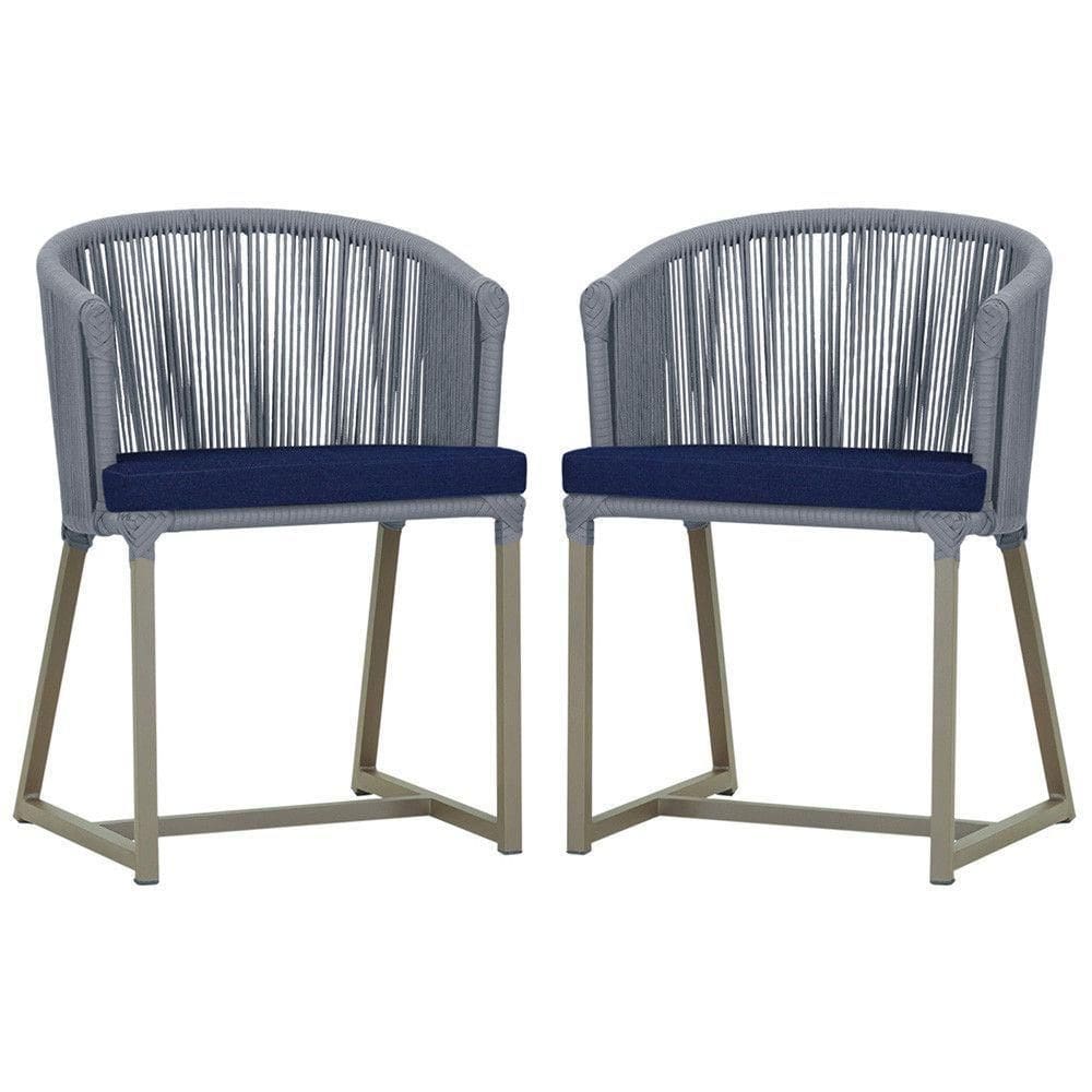 2 Cadeiras De Jantar Noronha Fendi Corda Nautica E10 Trama Prata