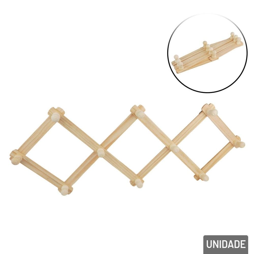 Cabideiro de Parede Madeira 10 Ganchos Sanfonado - Tudo em Caixa