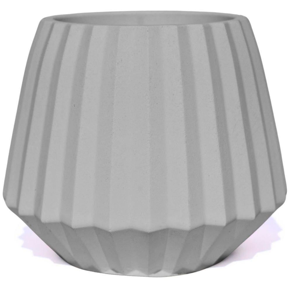 Vaso Decorativo Diamante Artesanal 10,5x13cm Em Cimento Cinza