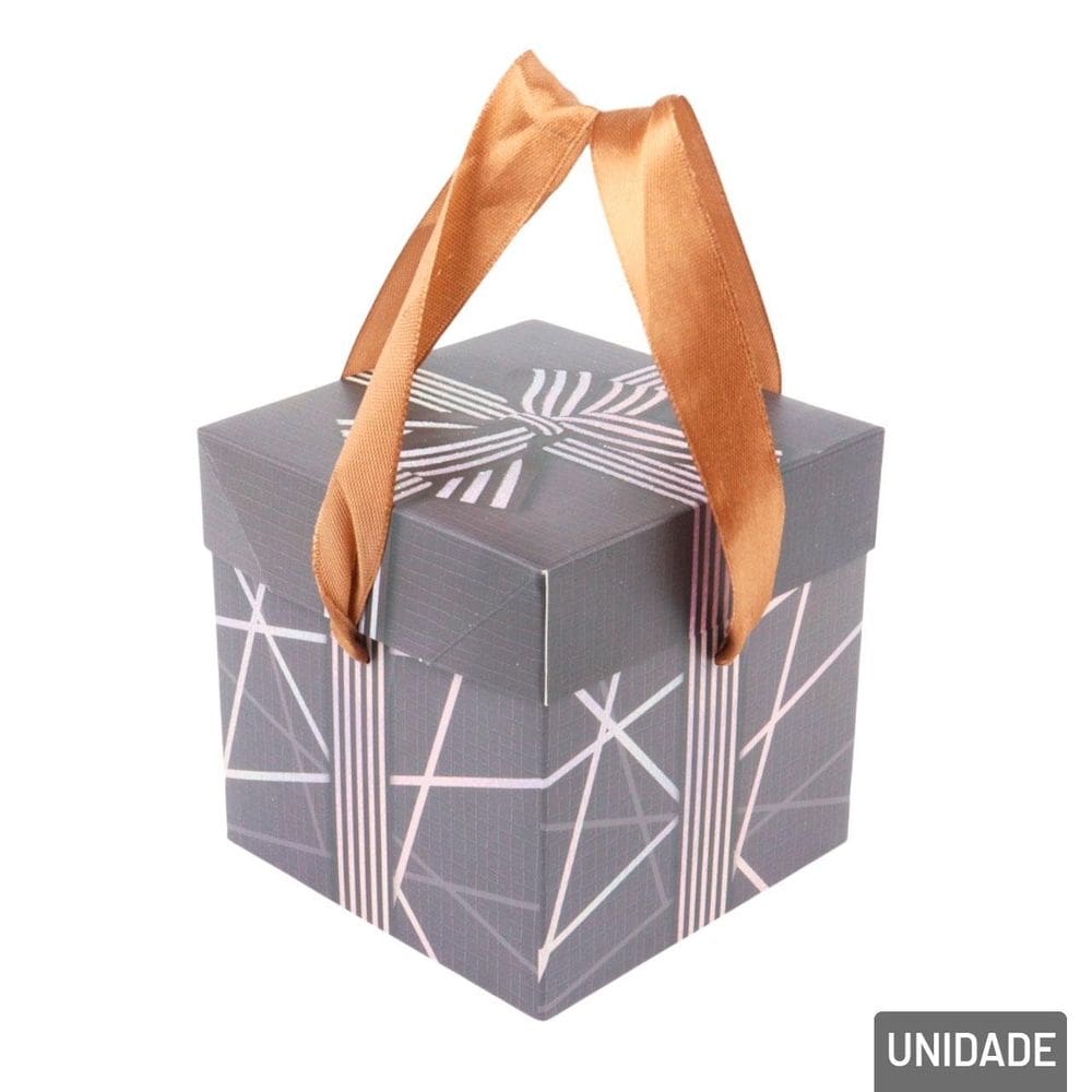 Caixa de Presente de Papel 15cm Linhas com Laços - Tudo em Caixa