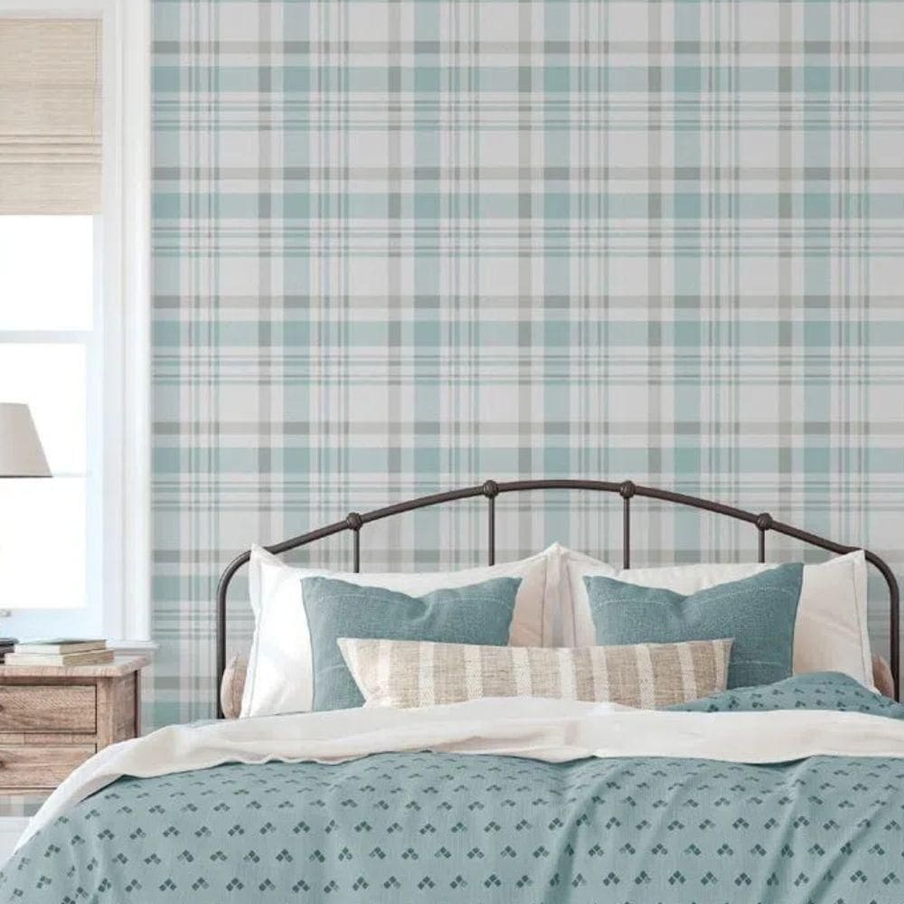 Papel De Parede Hana Xadrez Azul 1906-1