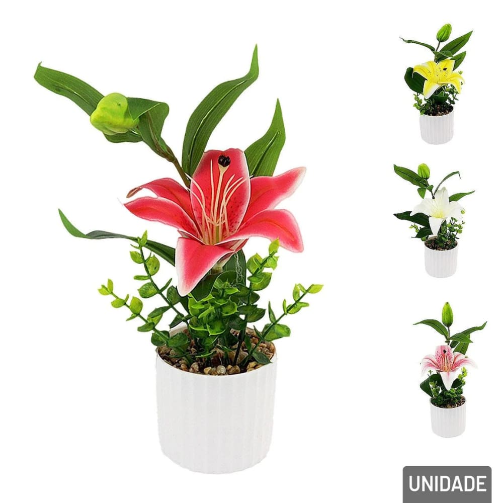 Vaso Decorativo de Plástico 30cm Planta com Pedras - Tudo em Caixa