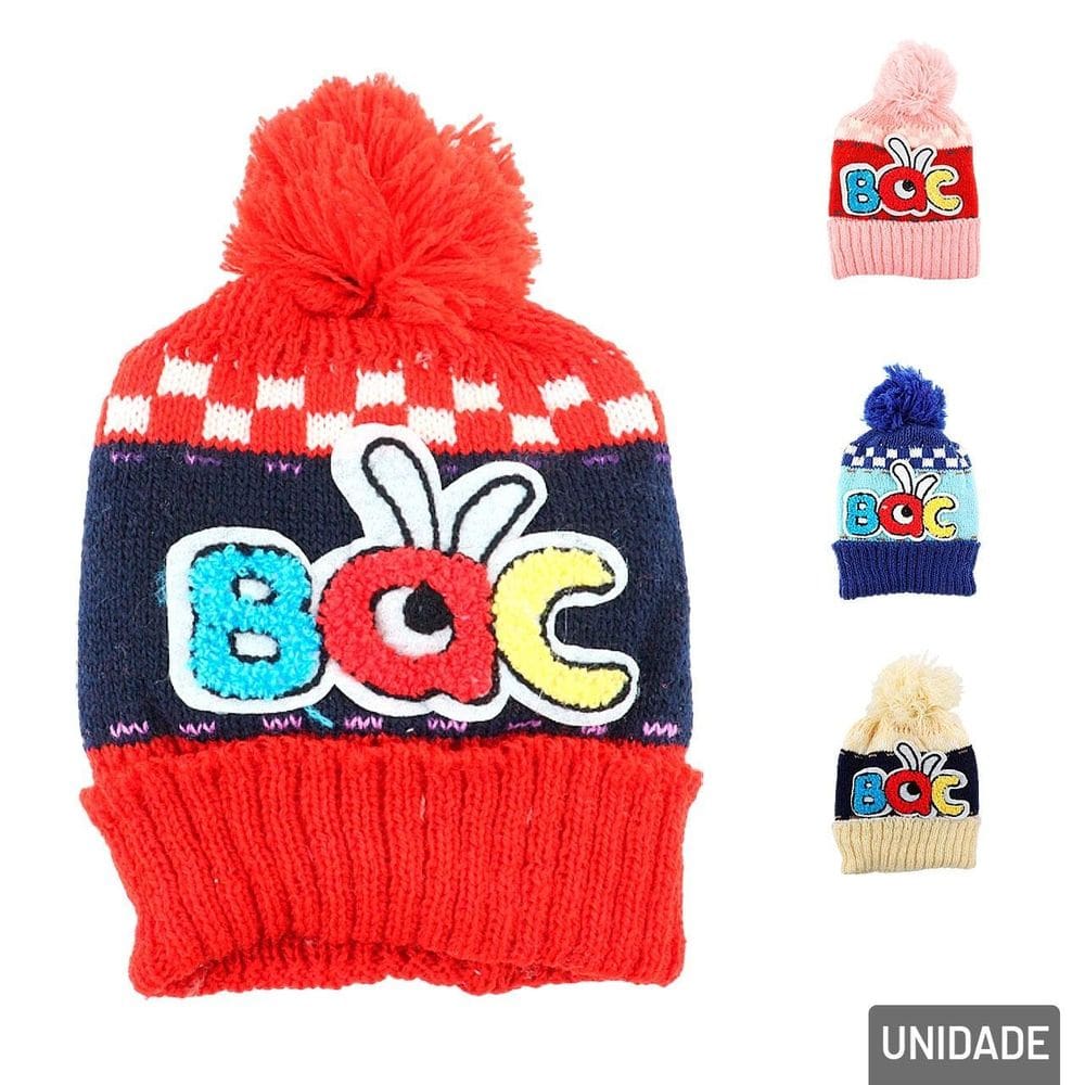 Touca Infantil Poliéster Forro Macio Pompom Color - Tudo em Caixa