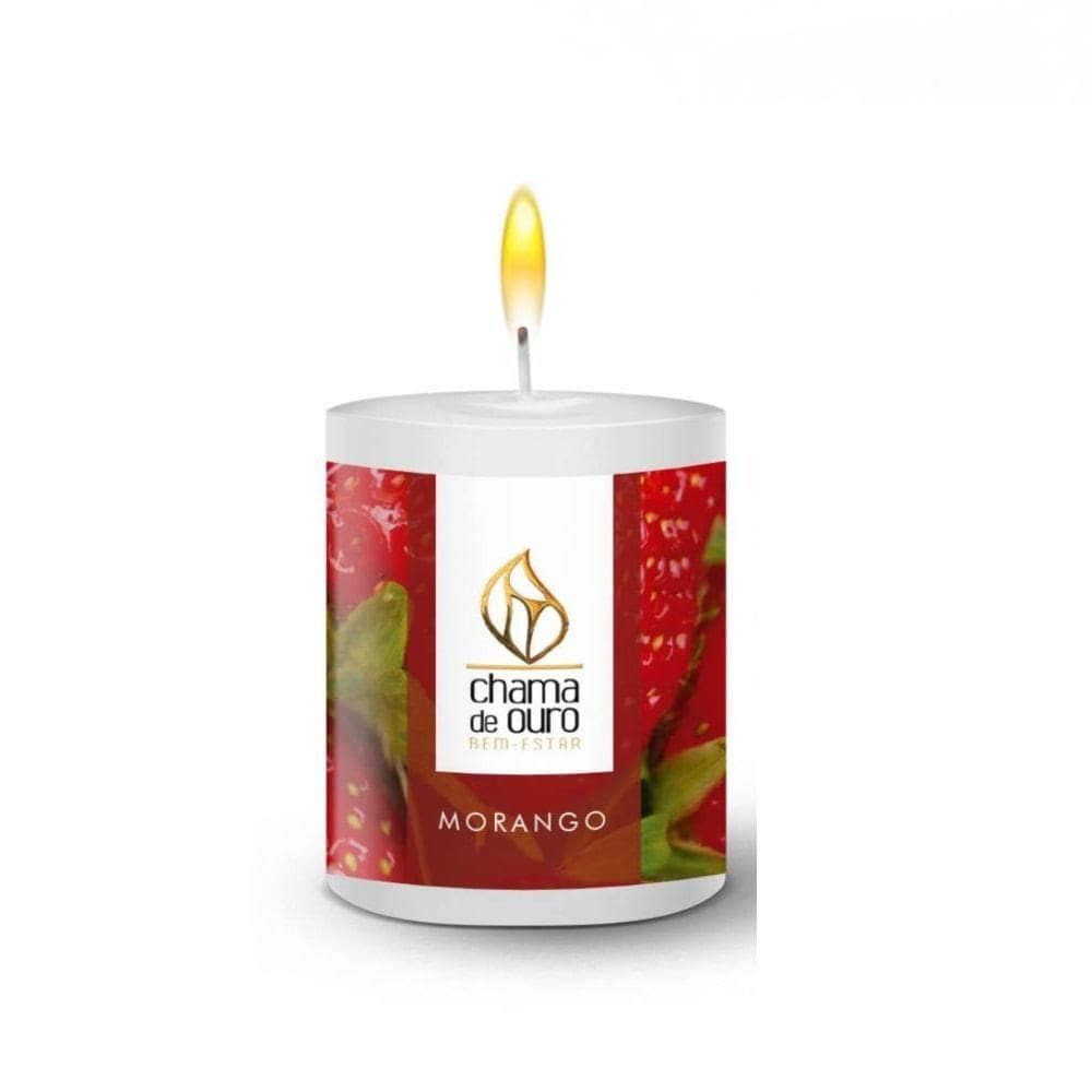 Vela Perfumada Morango 60g - Chama de Ouro