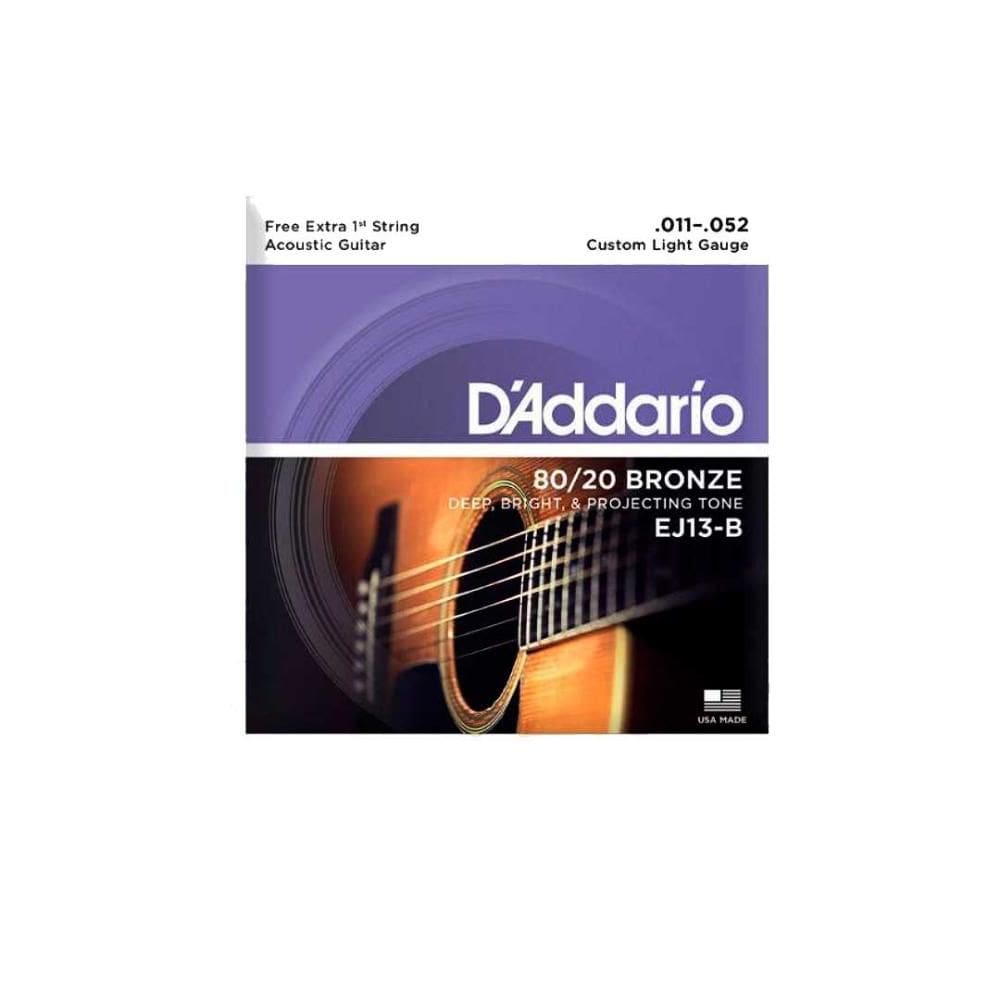 Cordas Para Violão Aço D Addario Bronze 80/20 Ej13-b+pl011 011” 052” Corda Extra Pl010 [F108]