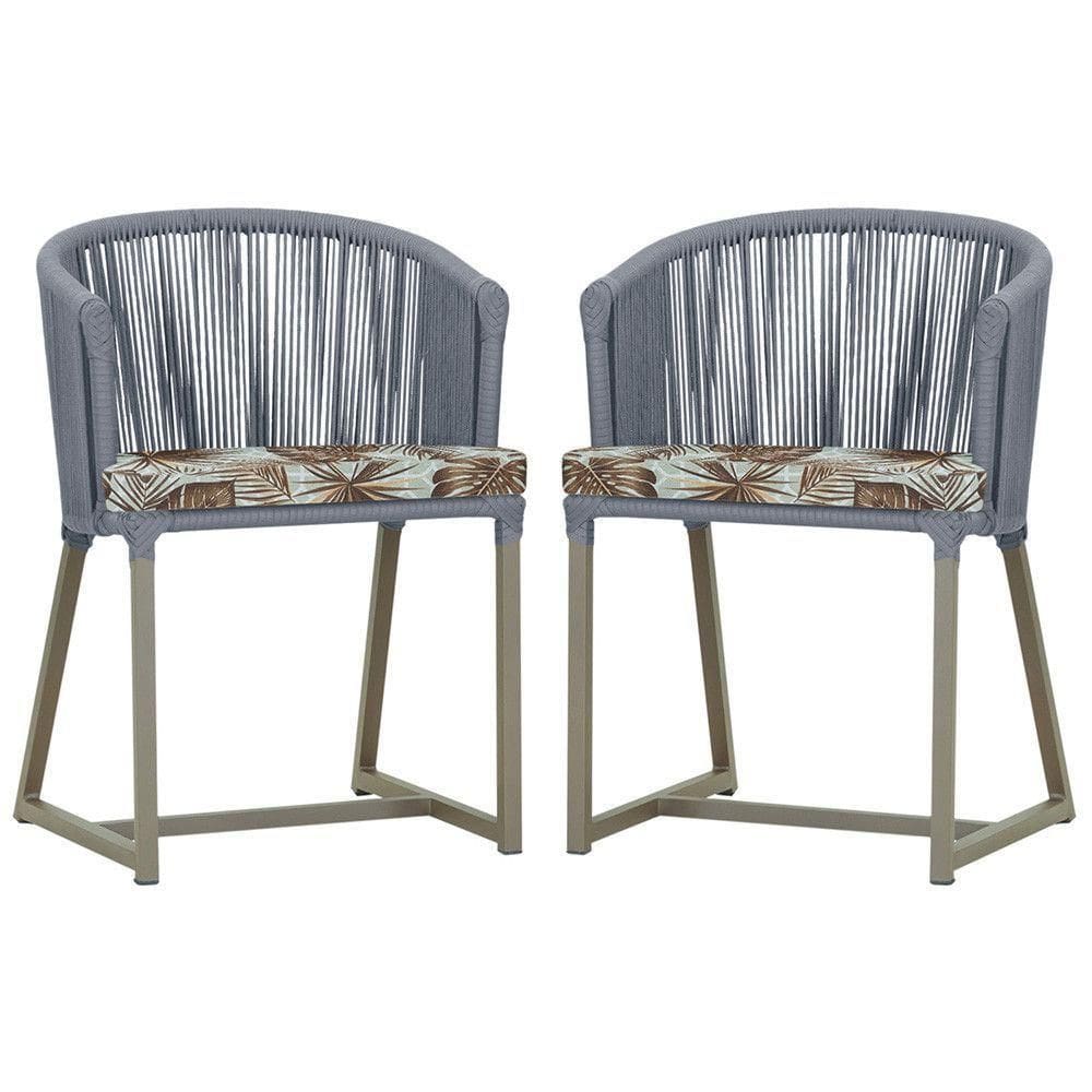 2 Cadeiras De Jantar Noronha Fendi Corda Náutica E6 Trama Prata