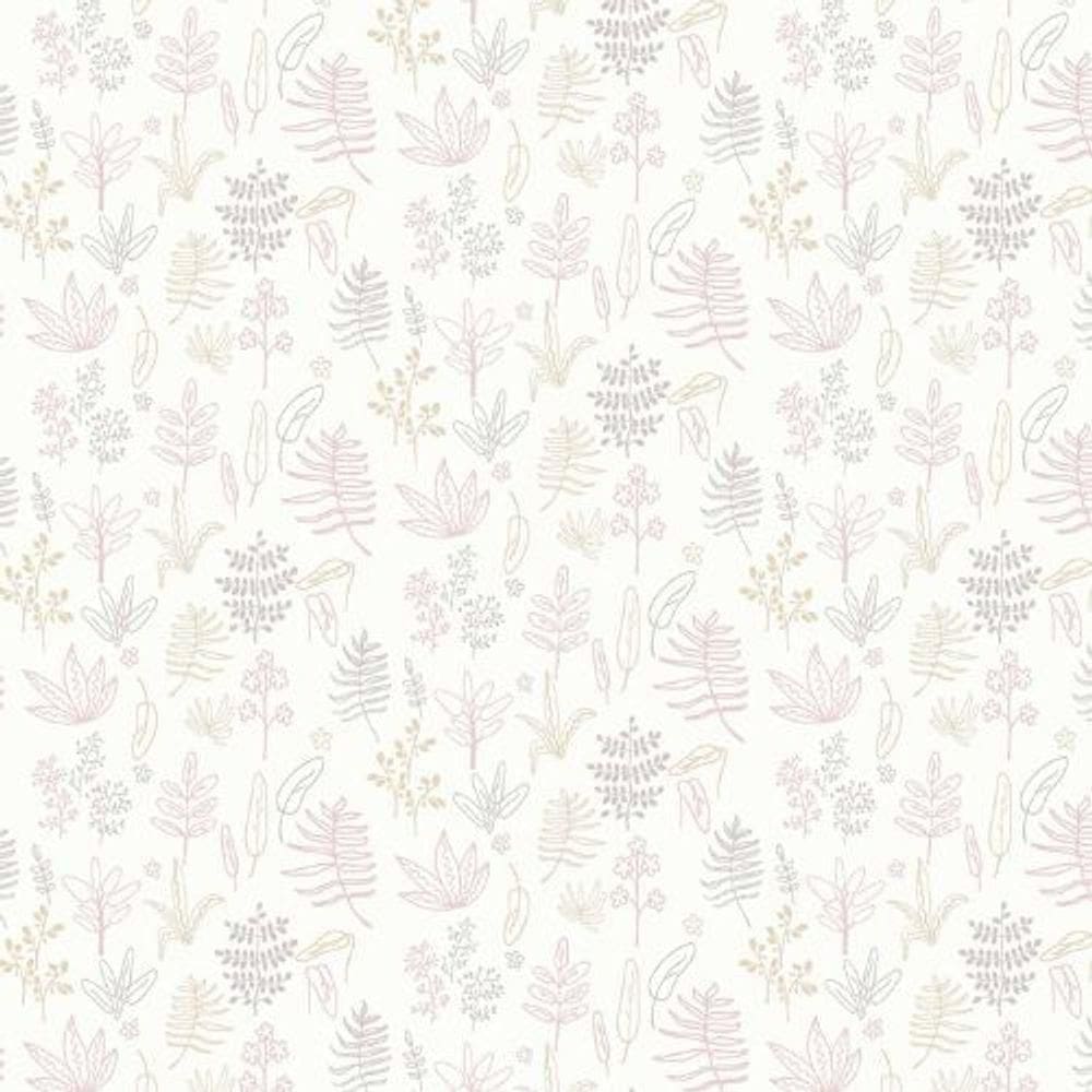 Papel De Parede Minime Folhagem Rosa 17168