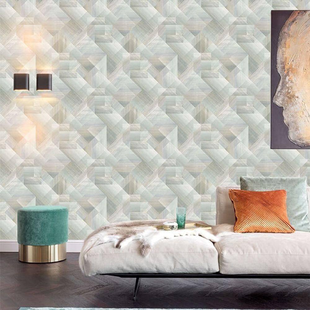 Papel De Parede Marbelina Ii Geométrico Verde Ur3209