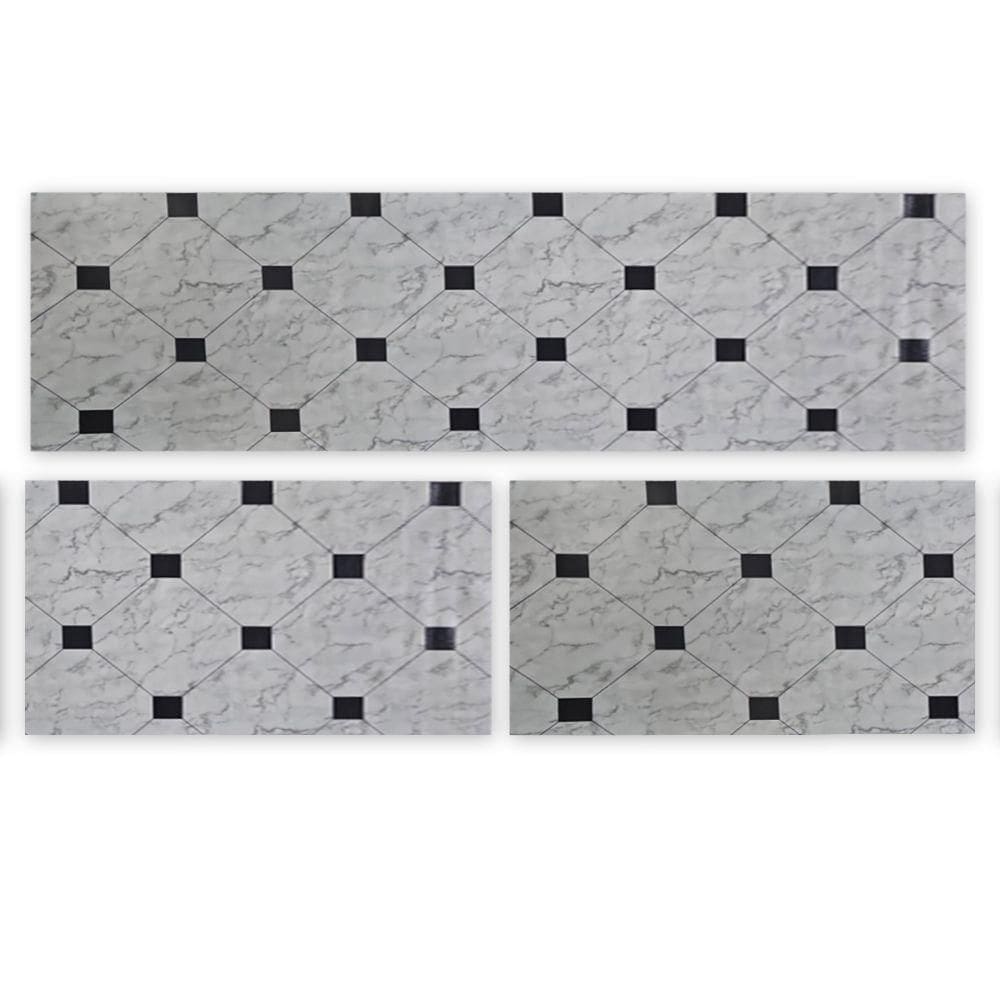 Kit 3 Peças Jogo Cozinha Passadeira Manta Vinilico Laminado Marmore Carrara
