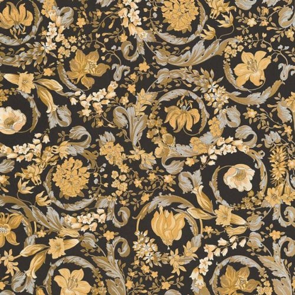 Papel De Parede Versace V Floral Amarelo 387065