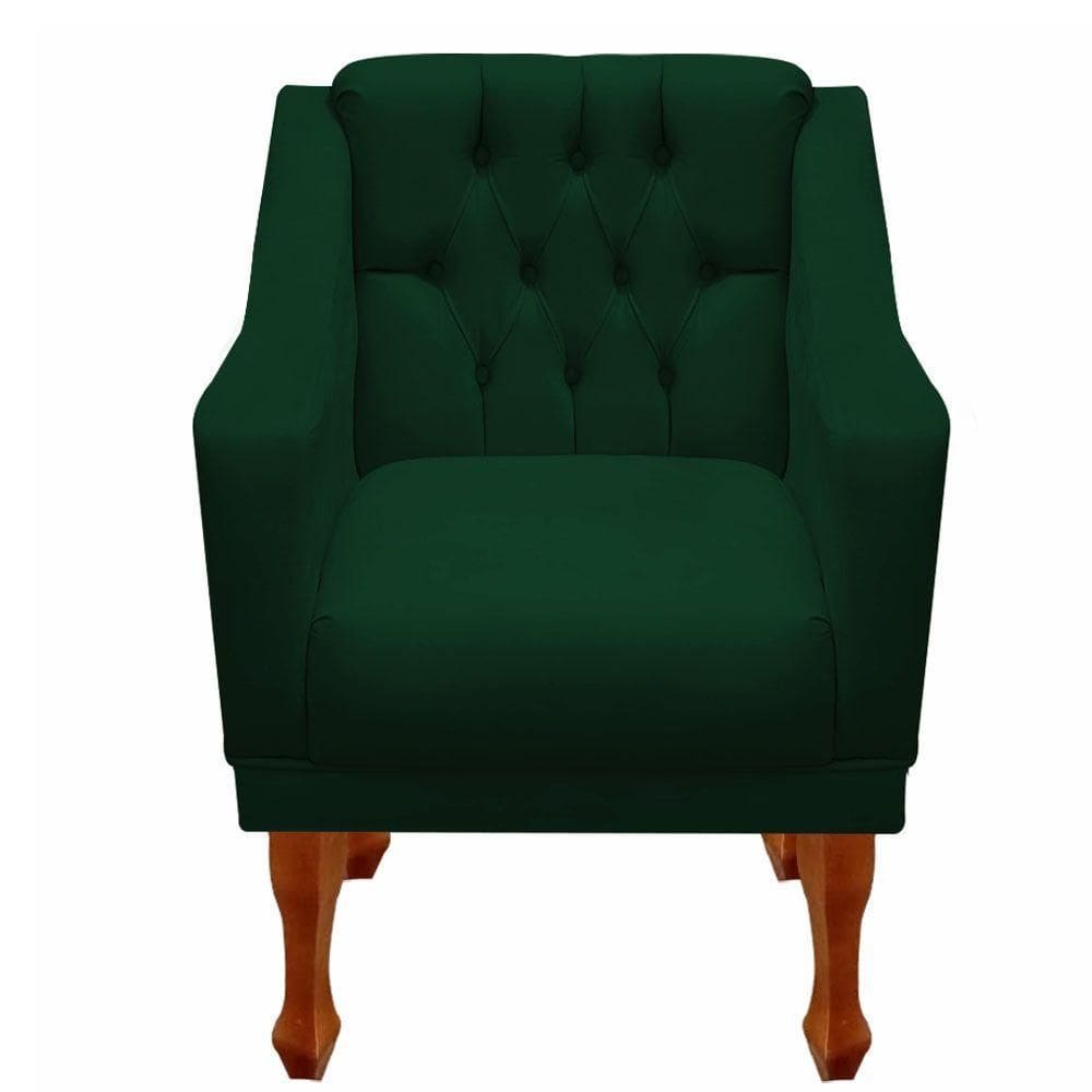 Poltrona Decorativa Resistente Recepção Grécia Dritex Suede Verde