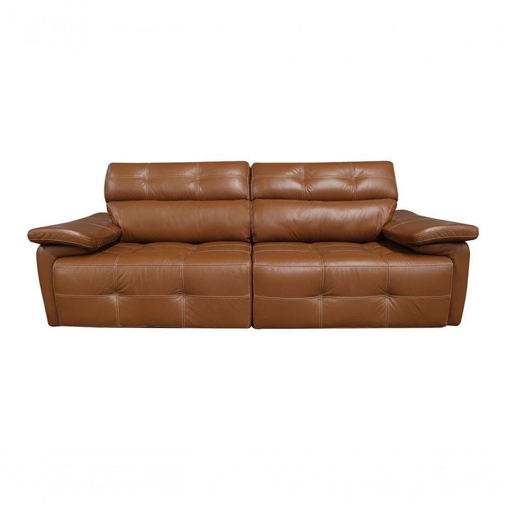Sofá Retrátil E Reclinável De Couro Queen 2,20 M Brown - Mempra Design