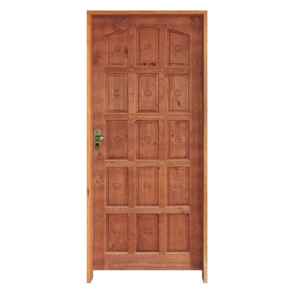 Porta Torneada 15 Bicos Ecológica 82 X 2.10 Batente Ecológico 11cm Fechadura Externa Lado Direito- Rodam