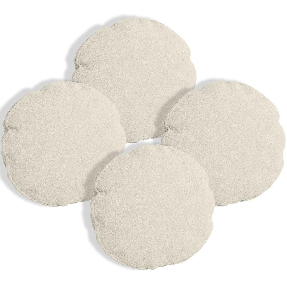 Kit 4 Capas Para Almofada Redonda Boucle 40x40cm - 7 Decor Bege