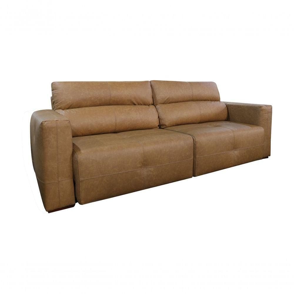 Sofá Retrátil E Reclinável De Couro Adena 2,52 M Soft Brown - Mempra Design