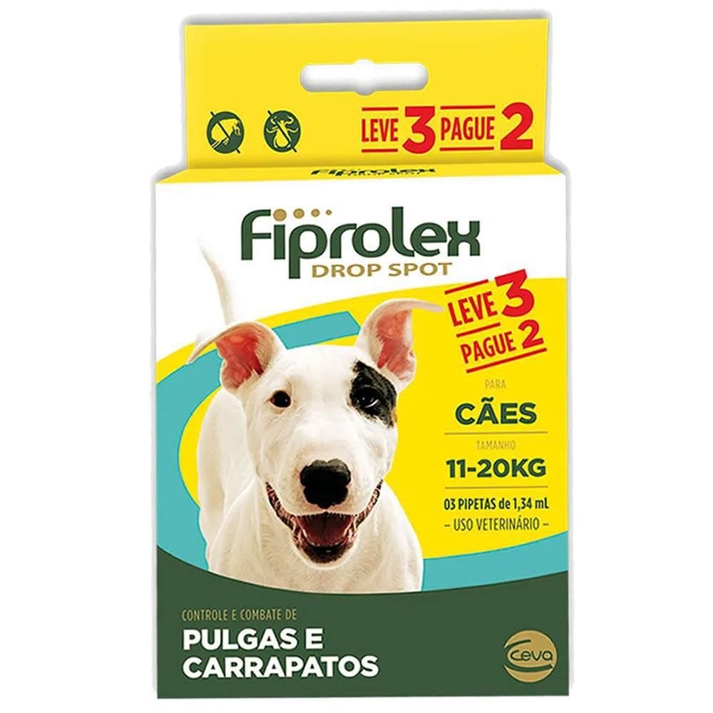 Fiprolex Cães 11 A 20Kg Leve 3 Pague 2 - Ceva