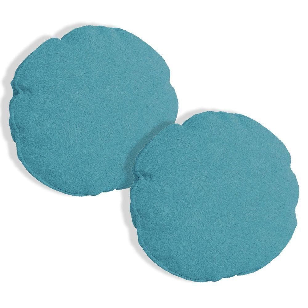 Kit 2 Capas Para Almofada Redonda Boucle 40x40cm - 7 Decor Azul Turquesa
