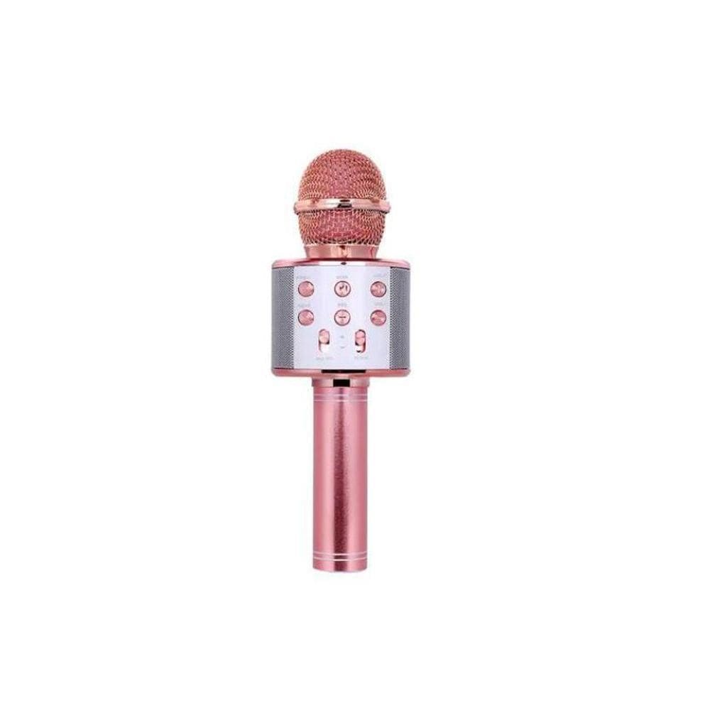 Microfone Sem Fio Bluetooth Karaoke Youtuber Reporter Usb - Rosa