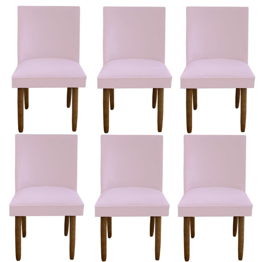 Kit 06 Cadeiras Para Sala De Jantar Tóquio Pés Palito Suede Rosa Bebê D`classe Decor