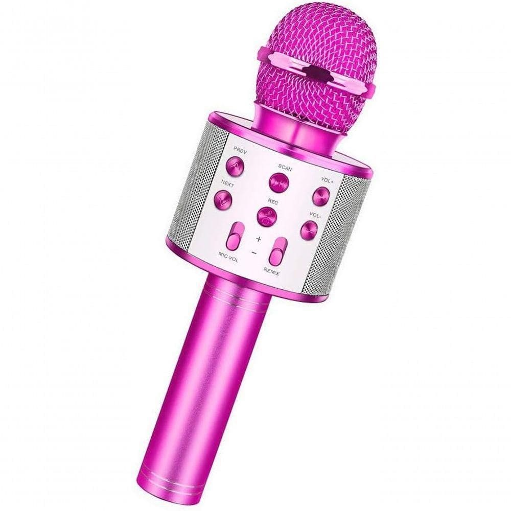 Microfone Karaoke Bluetooth Sem Fio Recarregável - Rosa