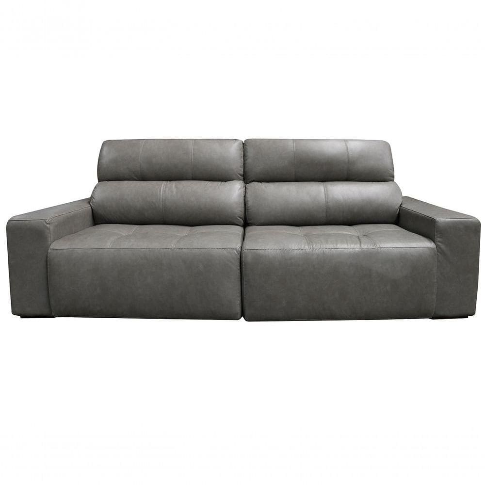 Sofá Retrátil E Reclinável De Couro Atami 2,30 M Cement Grey - Mempra Design