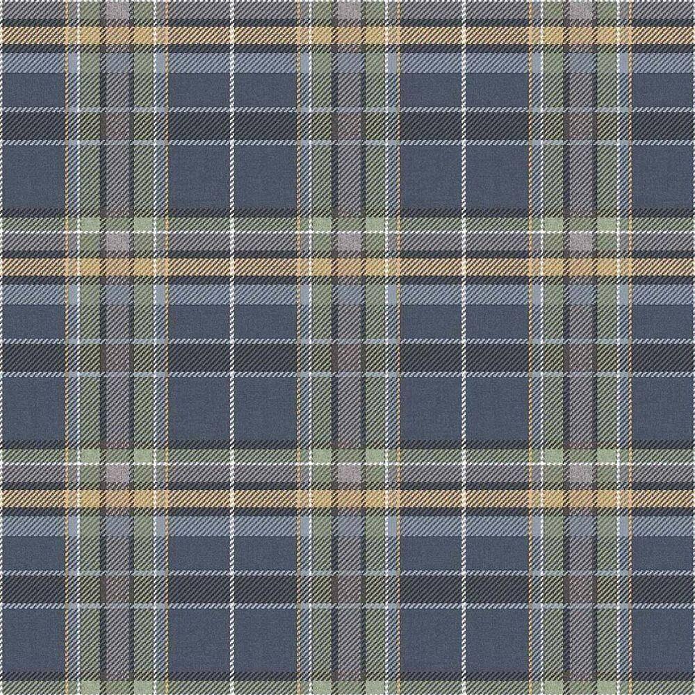 Papel De Parede Botany House Xadrez Azul 15579