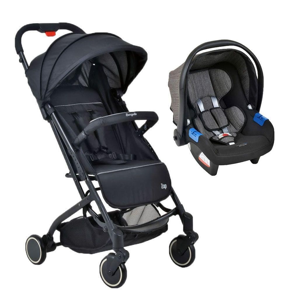 Travel System Burigotto Carrinho De Bebê Zap Preto Com Bebê Conforto Touring X Preto Mesclado