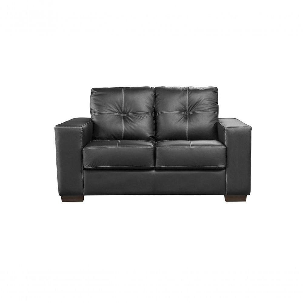 Sofá De Couro Punto 2 Lugares Preto Pigmentado - Mempra Design