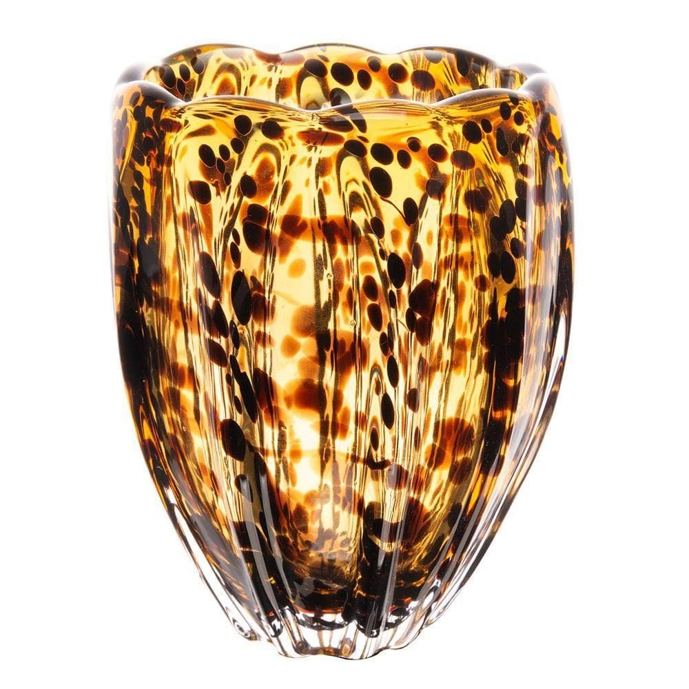 Vaso De Vidro Murano âmbar Italy Leopardo 12×15,5cm Wolff
