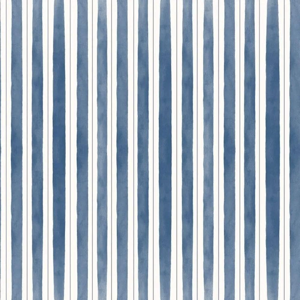 Papel De Parede Revoada Listrado Pincelada Azul 4429