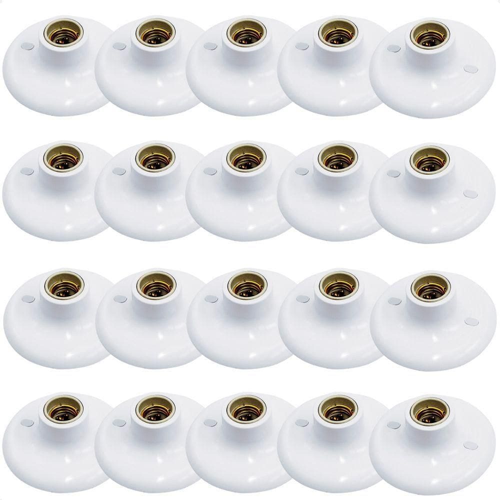 Kit 20 Plafons Taschibra Porcelana Redondo E27 Bivolt Branco