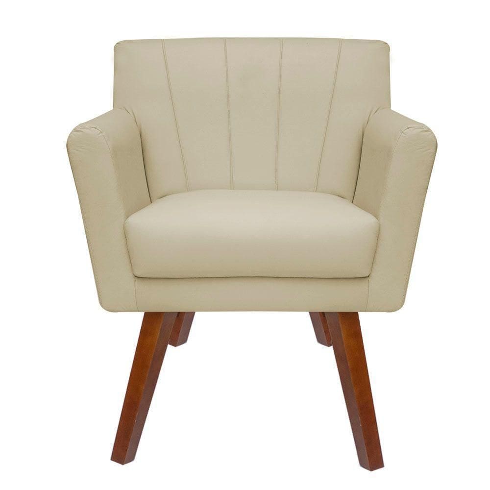 Poltrona Decorativa Clinicas Iza Pés Quadrados Dritex suede Bege