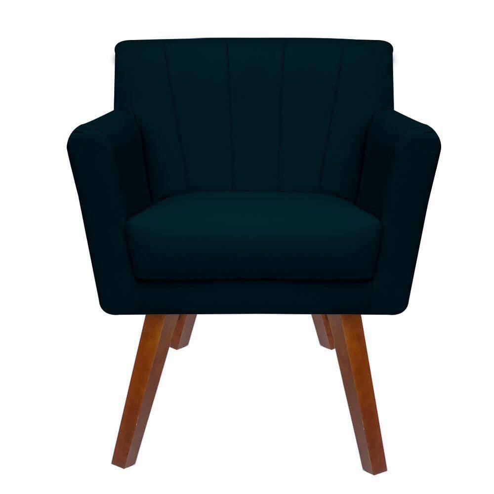 Poltrona Decorativa Clinicas Iza Pés Quadrados Dritex suede Azul