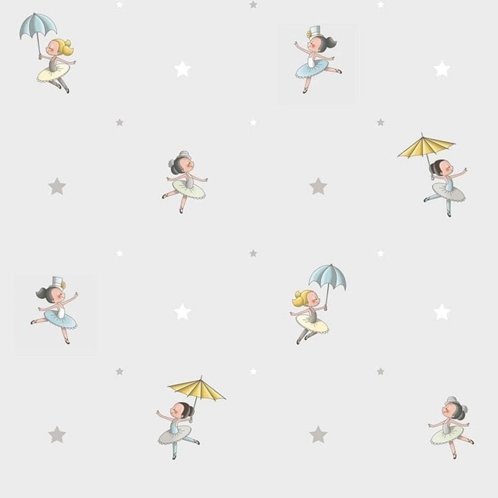 Papel De Parede Treboli Cinza Bailarinas 5821 - Rolo 10m X 0,53m