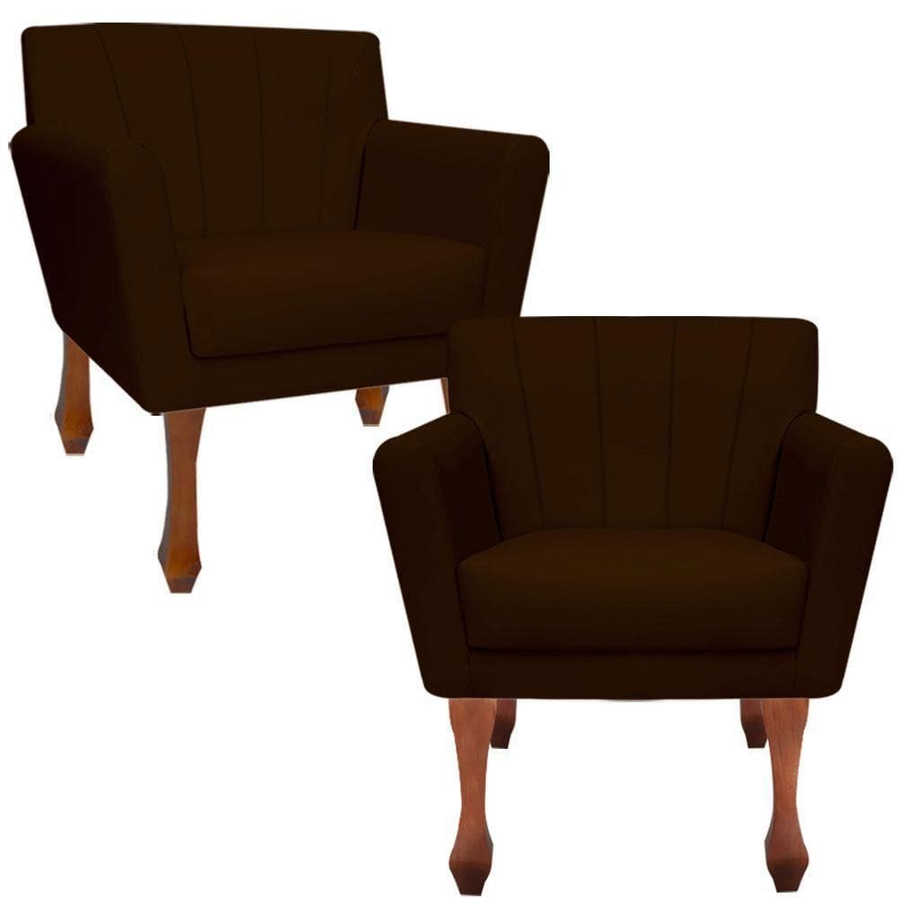 Kit Poltronas Decorativa Clinicas Iza Retro Dritex sintetico Marrom