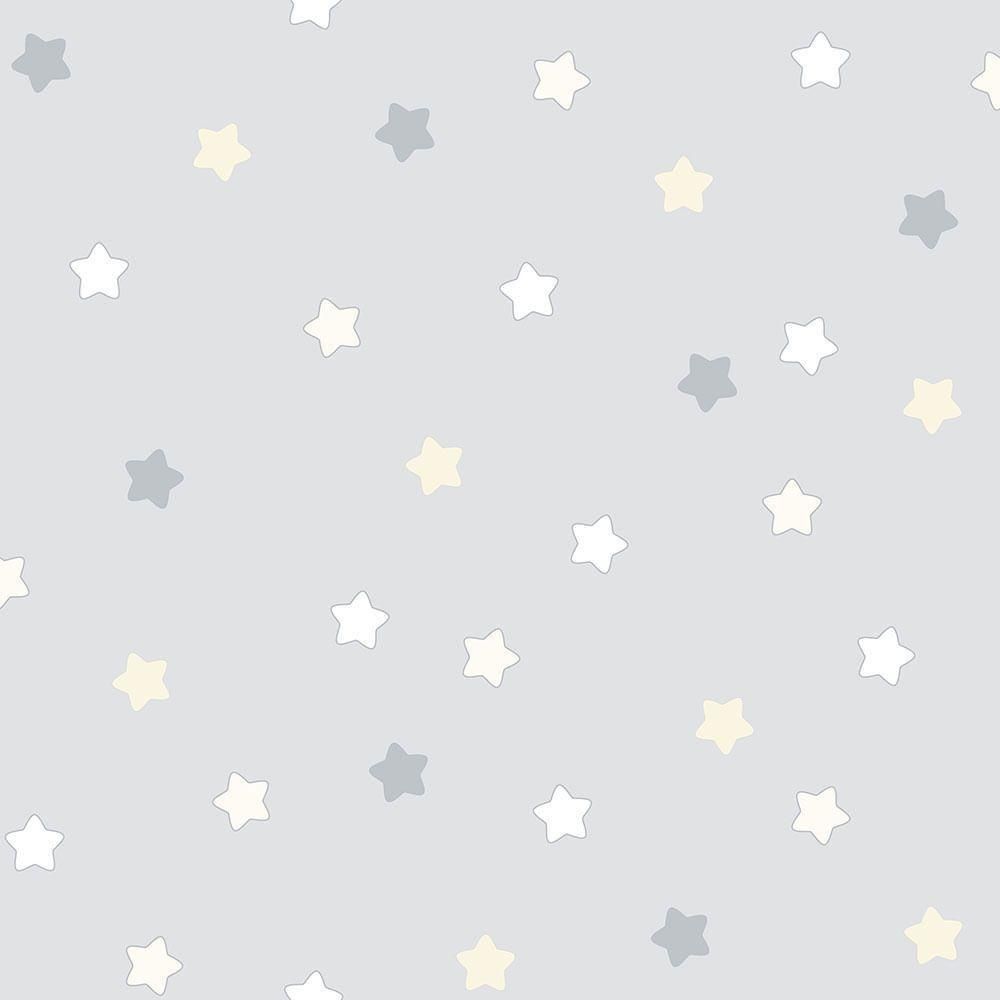 Papel De Parede Lullaby Estrelas Cinza 2253 - Rolo 10m X 0,53m
