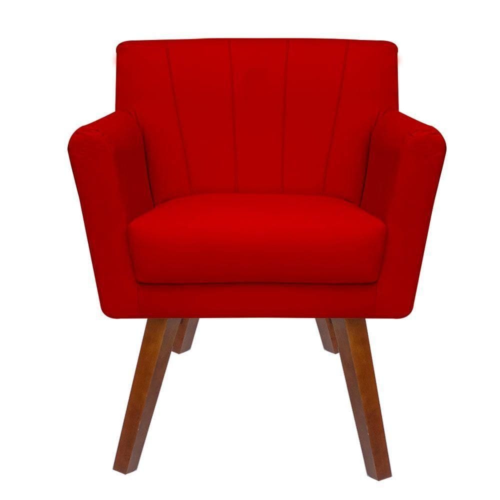 Poltrona Decorativa Clinicas Iza Pés Quadrados Dritex suede Vermelho