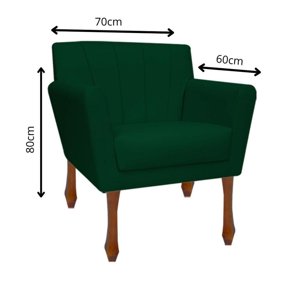 Poltrona Decorativa Clinicas Iza Retro Dritex suede Verde