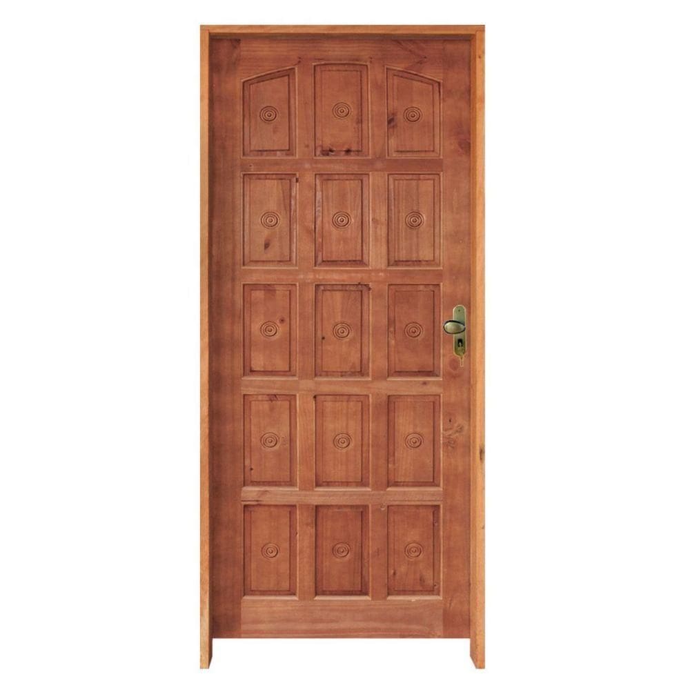 Porta Torneada 15 Bicos Ecológica 82 X 2.10 Batente Ecológico 11cm Fechadura Externa Lado Esquerdo- Rodam