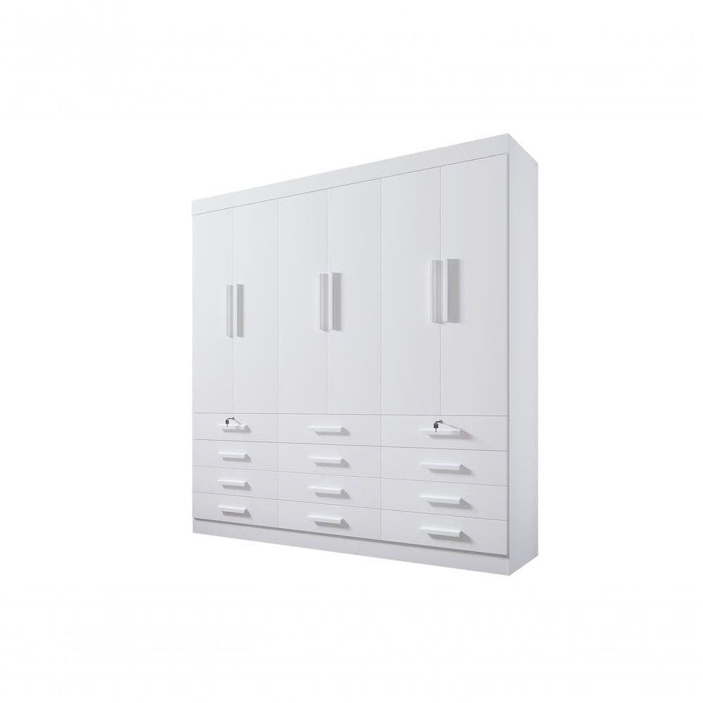 Guarda Roupa Casal 6 Portas 12 Gavetas Com Pés Mônaco Plus D` Doro Branco