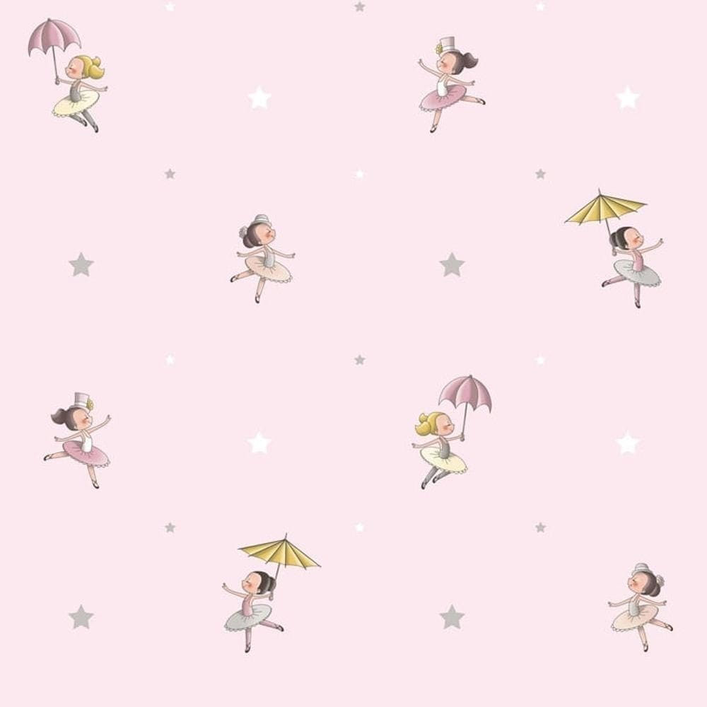 Papel De Parede Treboli Rosa Bailarinas 5822 - Rolo 10m X 0,53m