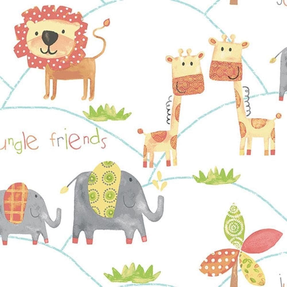 Papel De Parede Just 4 Kids Amigos Da Selva G56023 - Rolo 10m X 0,52m