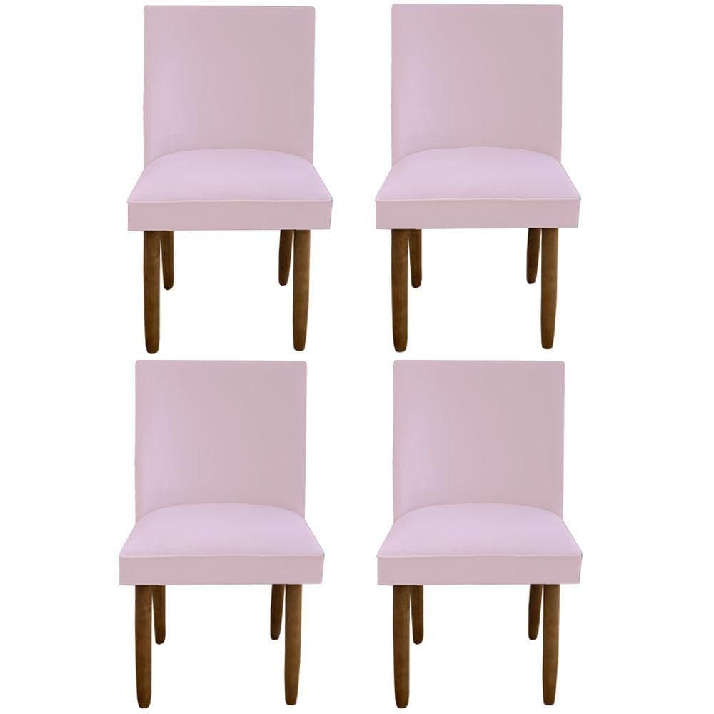Kit 04 Cadeiras Para Sala De Jantar Tóquio Pés Palito Suede Rosa Bebê D`classe Decor