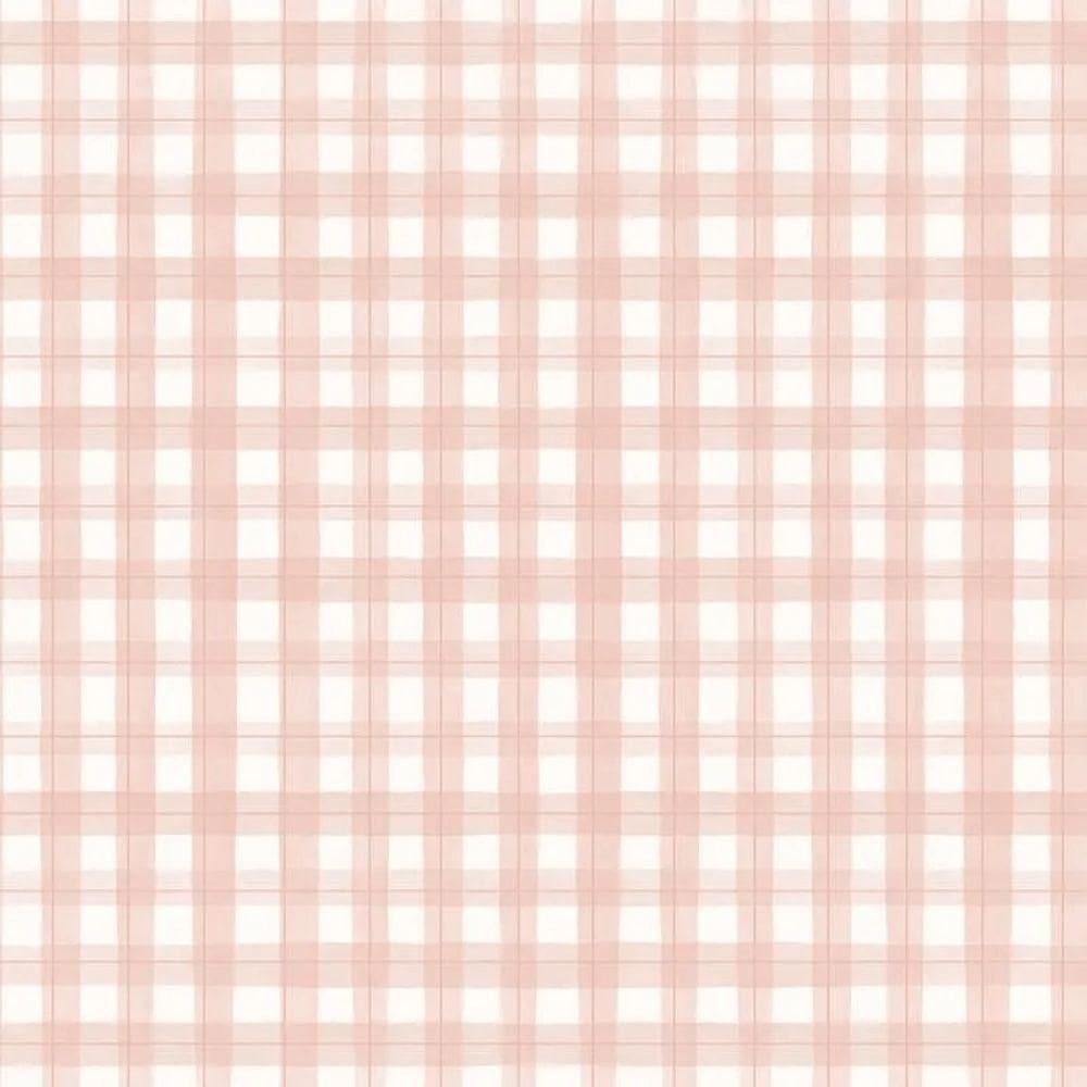 Papel De Parede Revoada Xadrez Picnic Pincelada Rosa 4440