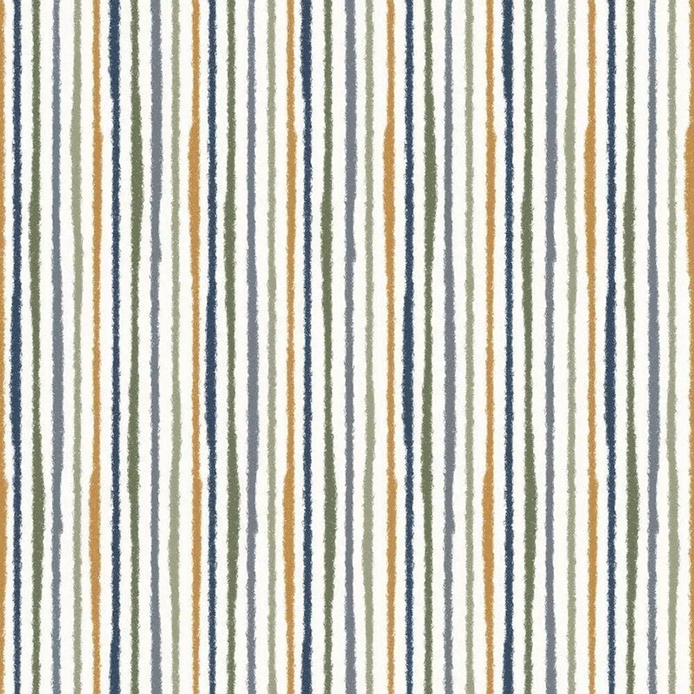 Papel De Parede Revoada Listrado Aquarela Azul, Verde E Amarela 4423