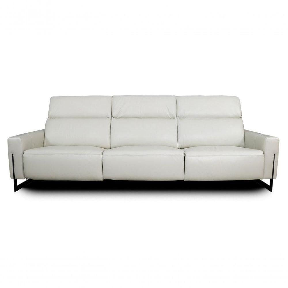 Sofá Reclinável Elétrico De Couro Legend Off White- Mempra (3 Módulos)