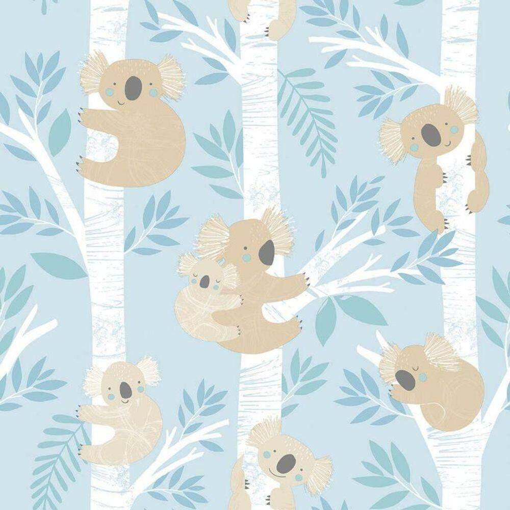 Papel De Parede Coalas - G78386 Azul Claro E Gliter Tiny Tots 2 - G78386