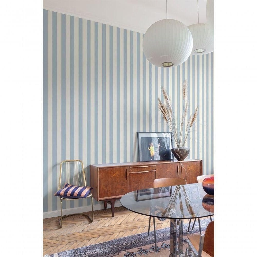 Papel De Parede Maison Listrado Azul Mn4007